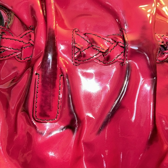 VALENTINO GARAVANI Maroon Patant Leather Hobo Shoulder Tote Bag NEW - Picture 10 of 11